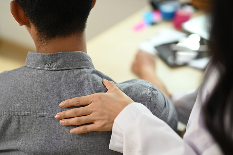 A patient at a shoulder clinic in Singapore